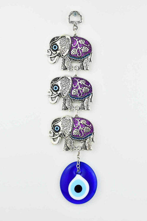 Evil Eye Wall Ornament Triple Elephant Purple Evil Eye Sydney Grand Bazaar 