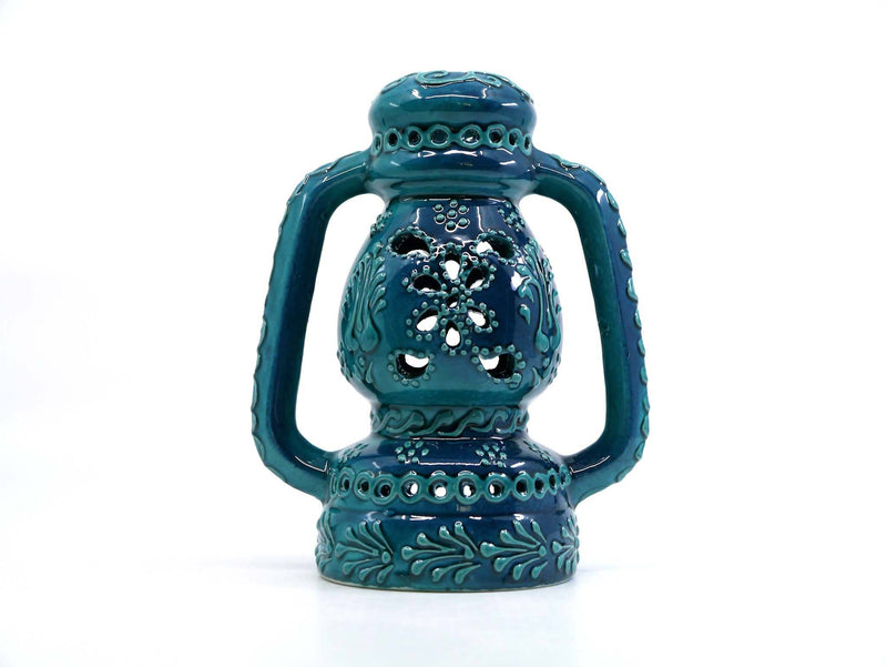 Turkish Ceramic Oil Burner Turquoise Green back