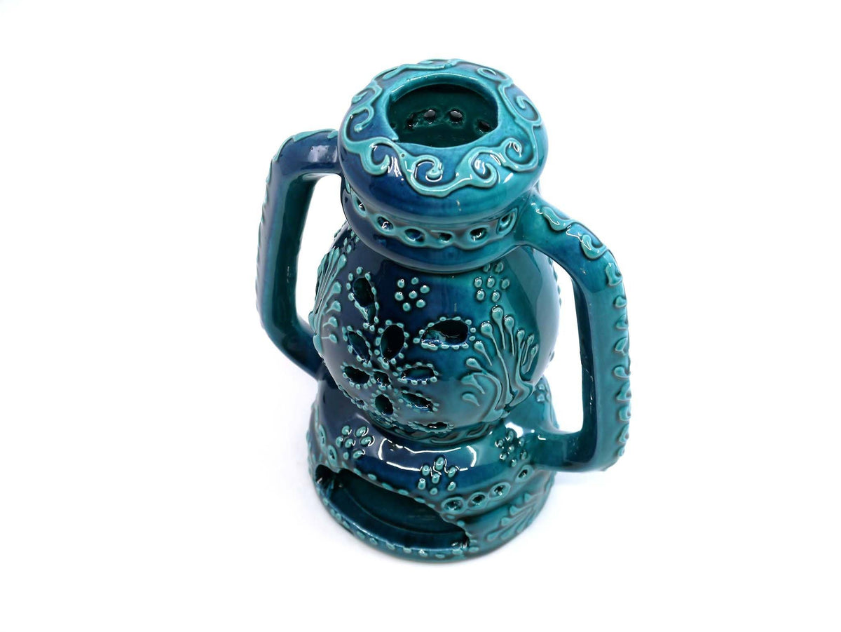 Turkish Ceramic Oil Burner Turquoise Green side