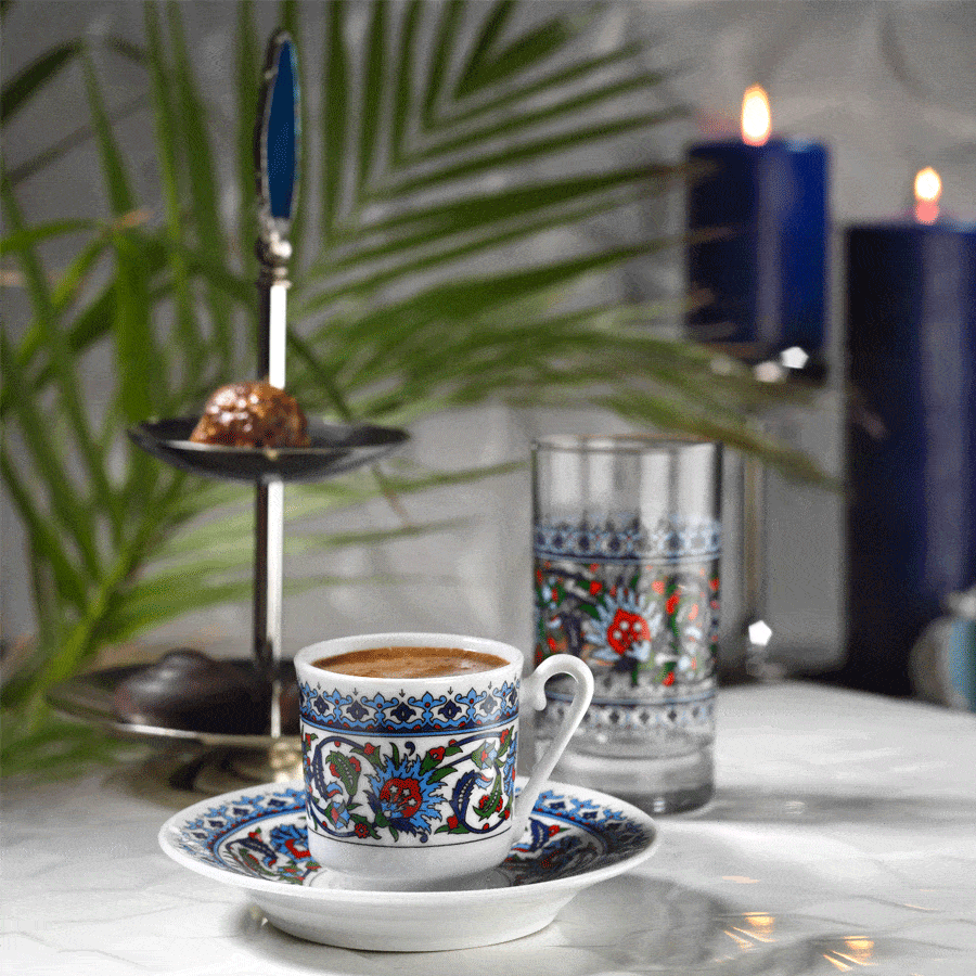 Gural Porselen Turkish Coffee Cup Set of 6 Topkapi Ceramic Sydney Grand Bazaar 