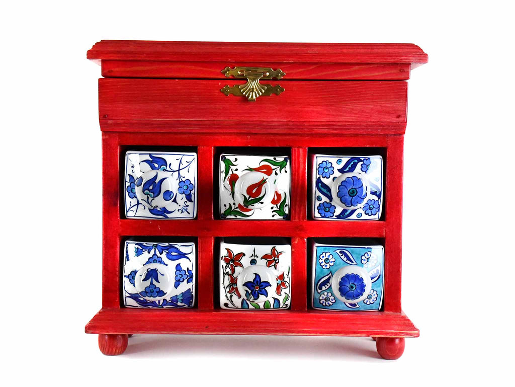 Handmade Wooden 6 Drawers Storage Box Red With Open Top Sydney Grand Bazaar 