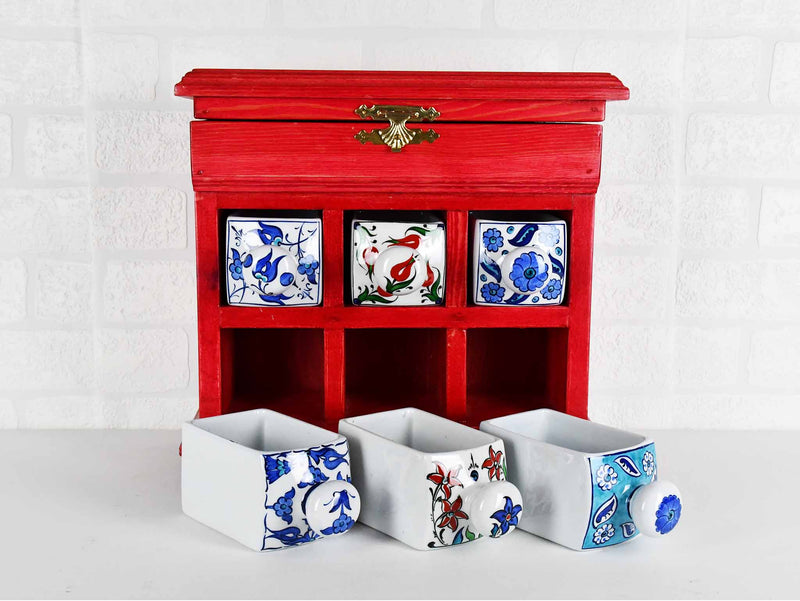 Handmade Wooden 6 Drawers Storage Box Red With Open Top Sydney Grand Bazaar 