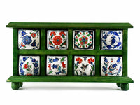 Handmade Wooden 8 Drawer Storage Box Green Colour Sydney Grand Bazaar 