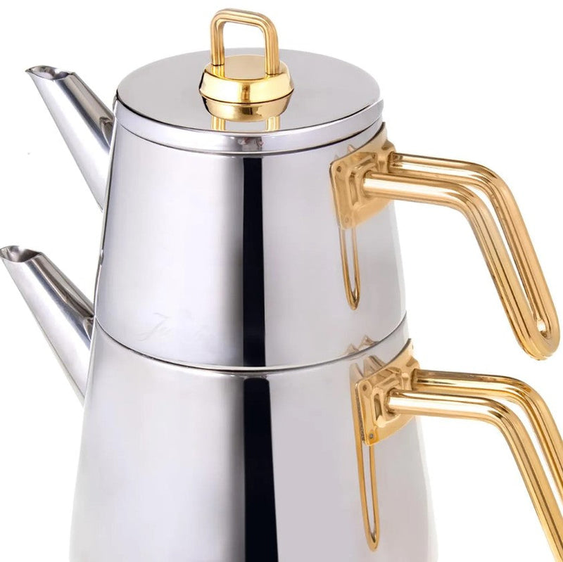Jumbo Premium Doha Teapot Gold Handle Stainless Steel & Titanium Teapots Sydney Grand Bazaar 