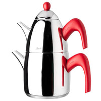 Jumbo Premium Teapot 6500 Stainless Titanium Metal Red Handle Stainless Steel & Titanium Teapots Sydney Grand Bazaar 