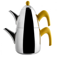 Jumbo Premium Teapot 6500 Stainless Titanium Metal Yellow Handle Stainless Steel & Titanium Teapots Sydney Grand Bazaar 