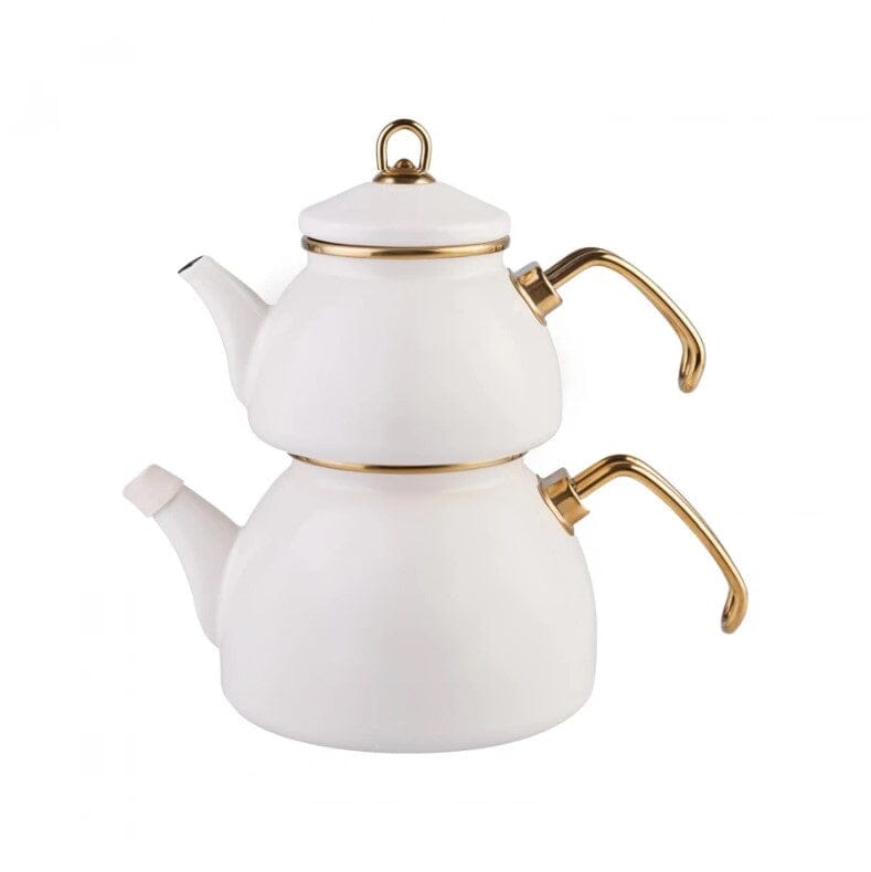 Karaca Authentic Retro Enamel Cream Teapot Stainless Steel & Titanium Teapots Karaca 