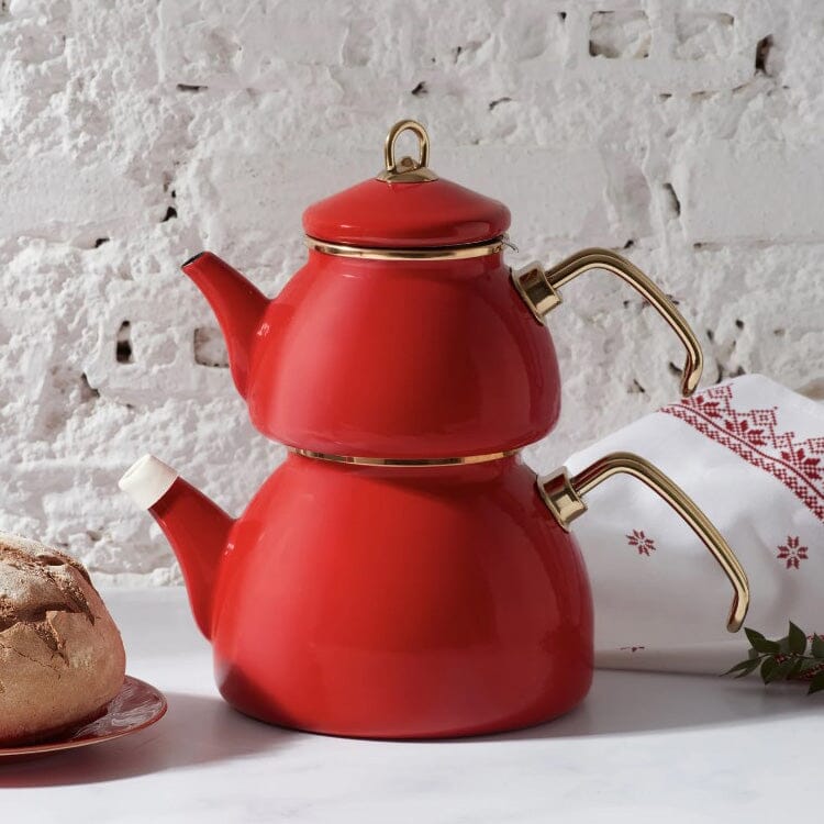 Karaca Authentic Retro Enamel Red Teapot Stainless Steel & Titanium Teapots Karaca 