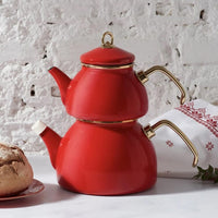 Karaca Authentic Retro Enamel Red Teapot Stainless Steel & Titanium Teapots Karaca 