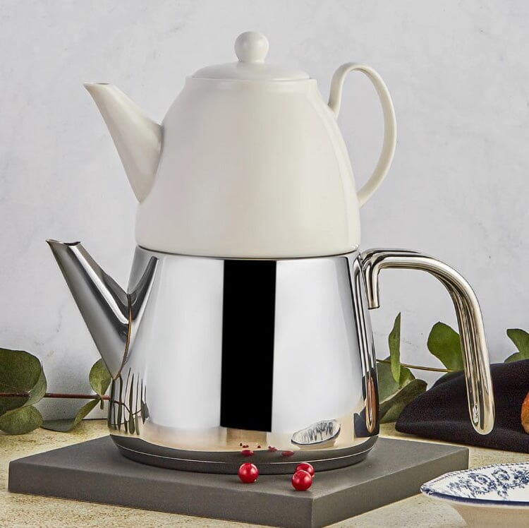 Jumbo Premium Glass Top Teapot Stainless