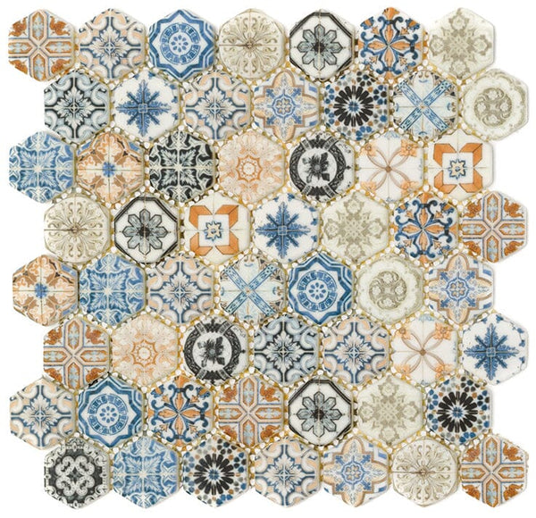 La Platera Multicoloured Hexagon Mosaic Tile Mosaic Tile Sydney Grand Bazaar 