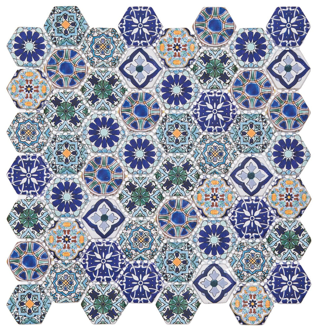 Mallorca Multicoloured Hexagon Mosaic Tile Mosaic Tile Sydney Grand Bazaar 
