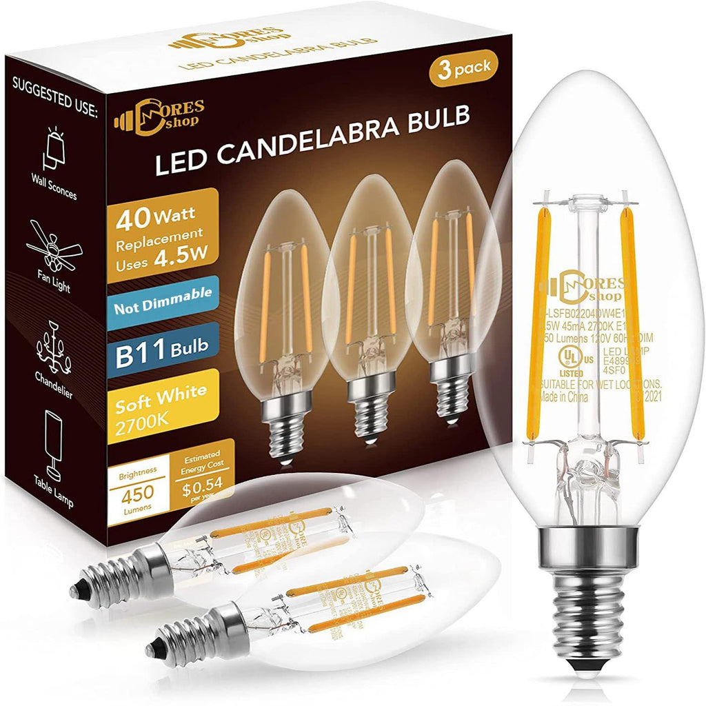 Pack of 3 Filament LED Light Bulb E14 Lighting Sydney Grand Bazaar 