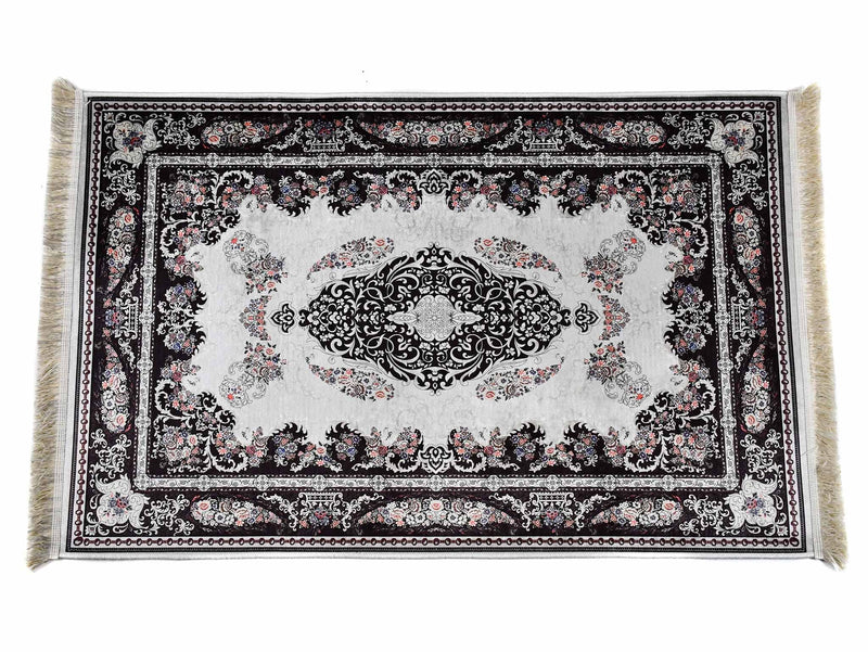 Prayer Rug Black Central Medallion Grey Textile Sydney Grand Bazaar 