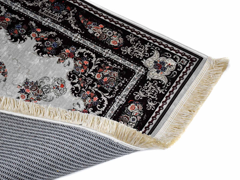 Prayer Rug Black Central Medallion Grey Textile Sydney Grand Bazaar 