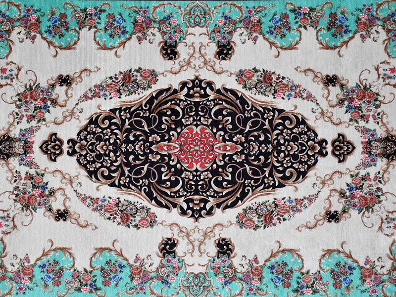 Prayer Rug Black Central Medallion Sea Green Textile Sydney Grand Bazaar 