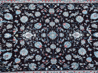 Prayer Rug Blue Flower Black Border Mat Textile Sydney Grand Bazaar 