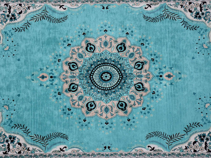 Prayer Rug Central Medallion Turquoise Beige Textile Sydney Grand Bazaar 