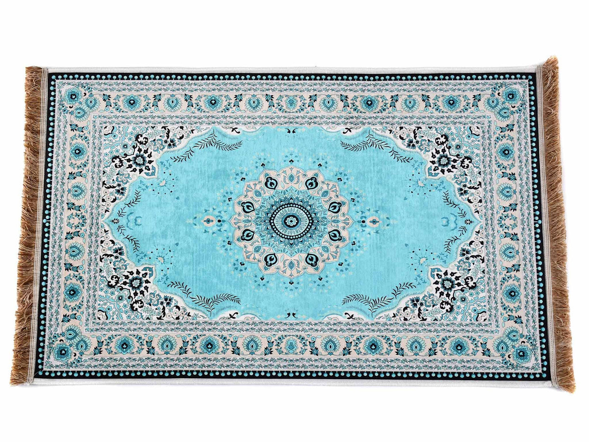 Prayer Rug Central Medallion Turquoise Beige Textile Sydney Grand Bazaar 