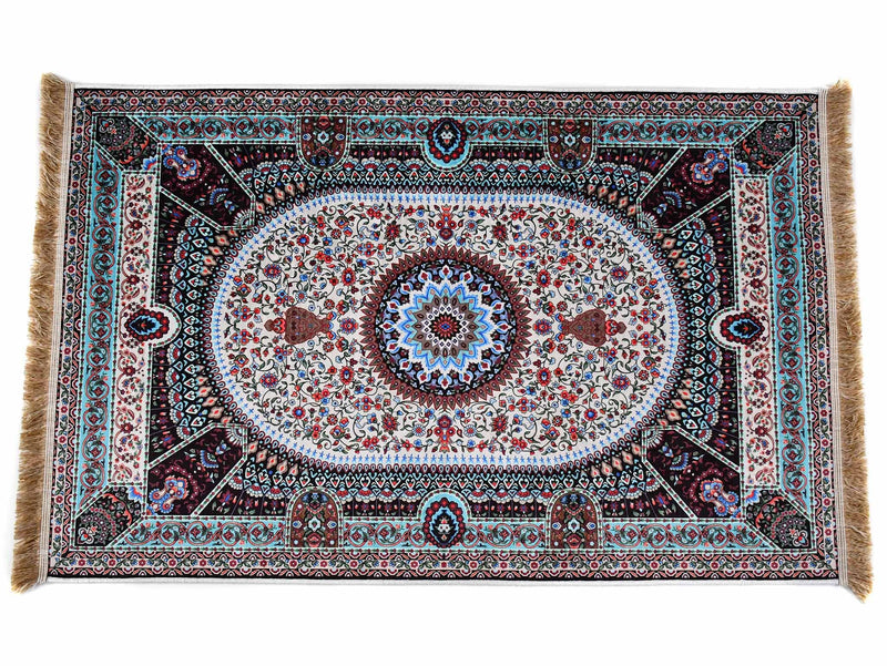 Prayer Rug Circle Medallion Turquoise Beige Textile Sydney Grand Bazaar 