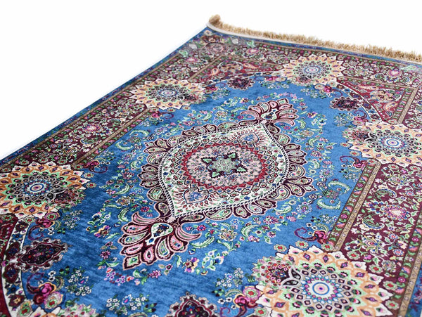 Prayer Rug Eye Central Medallion Blue Maroon Textile Sydney Grand Bazaar 