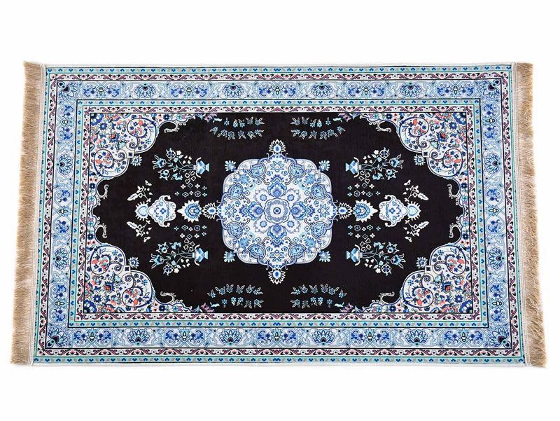 Prayer Rug Eye Square Central Medallion Blue Black Textile Sydney Grand Bazaar 
