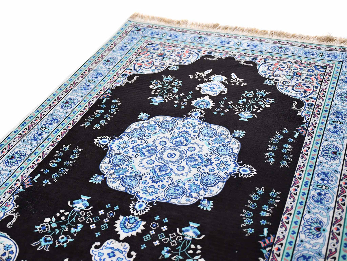 Prayer Rug Eye Square Central Medallion Blue Black Textile Sydney Grand Bazaar 