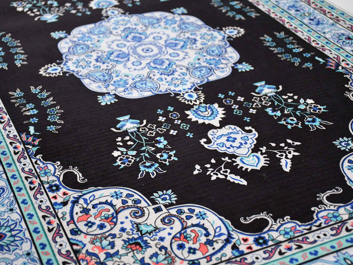 Prayer Rug Eye Square Central Medallion Blue Black Textile Sydney Grand Bazaar 