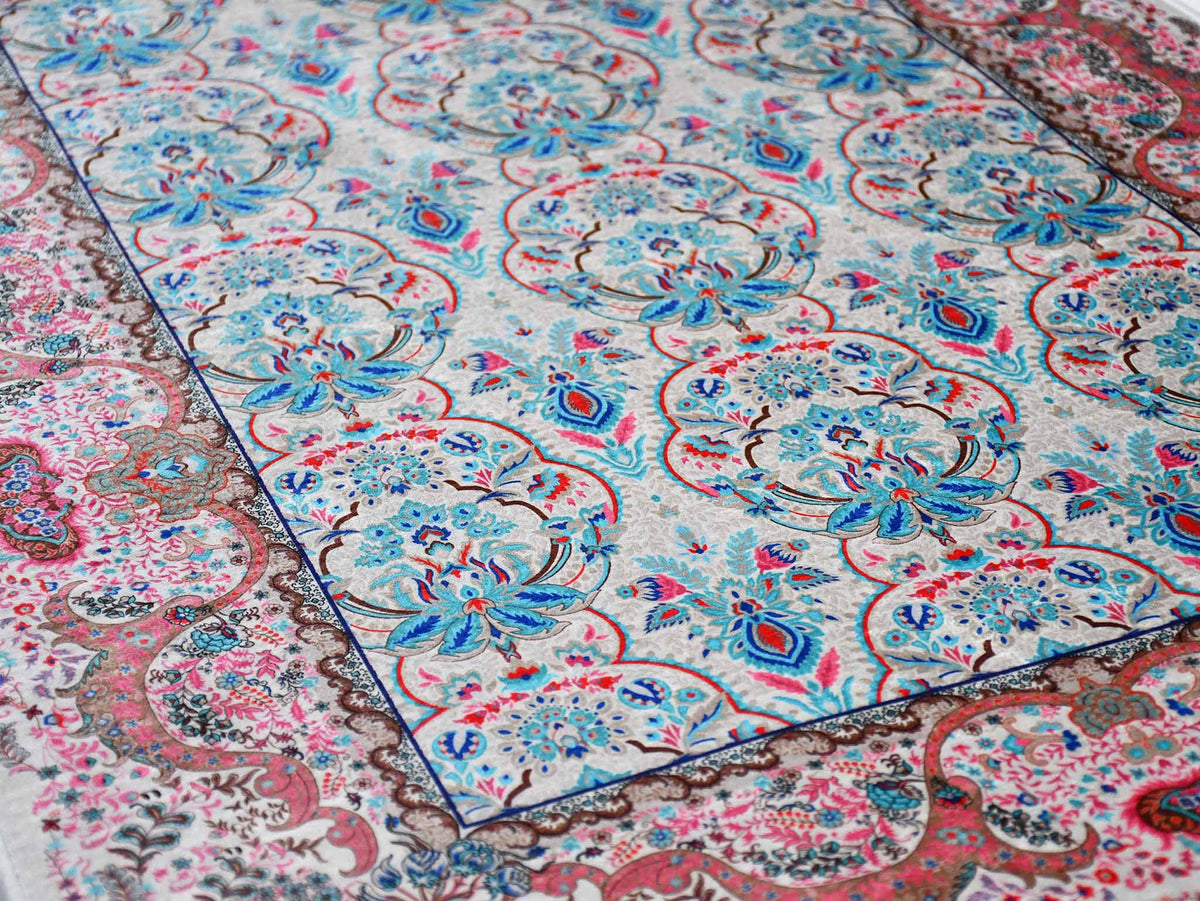 Prayer Rug Floral Medallion Pink Blue Textile Sydney Grand Bazaar 