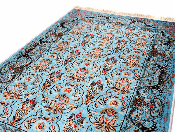 Prayer Rug Flower Border Turquoise Textile Sydney Grand Bazaar 