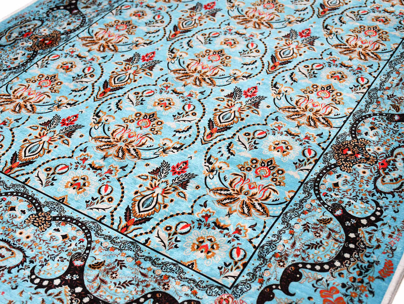Prayer Rug Flower Border Turquoise Textile Sydney Grand Bazaar 