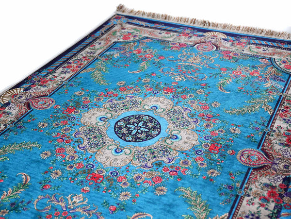 Prayer Rug Flower Central Medallion Blue Textile Sydney Grand Bazaar 