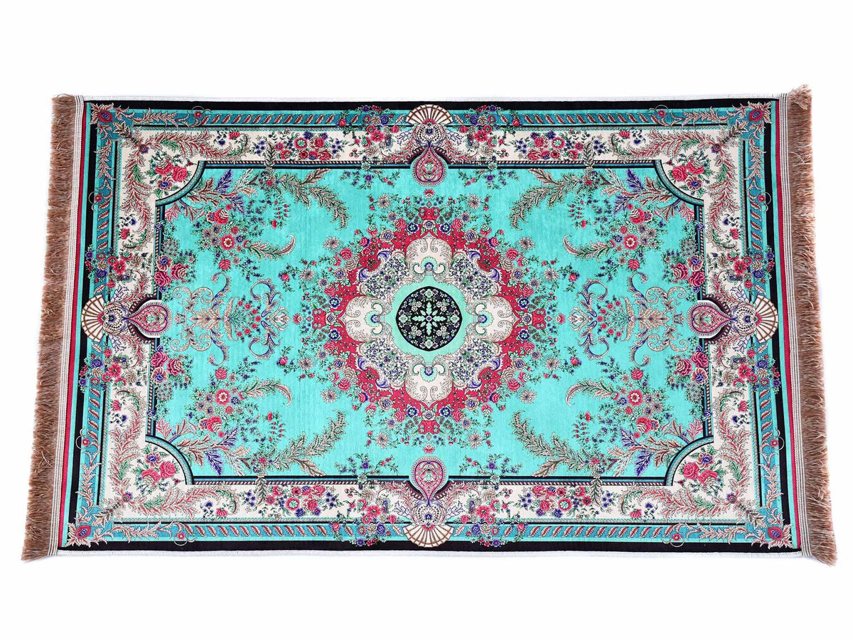 Prayer Rug Flower Central Medallion Turquoise Green Textile Sydney Grand Bazaar 