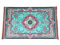 Prayer Rug Flower Central Medallion Turquoise Green Textile Sydney Grand Bazaar 