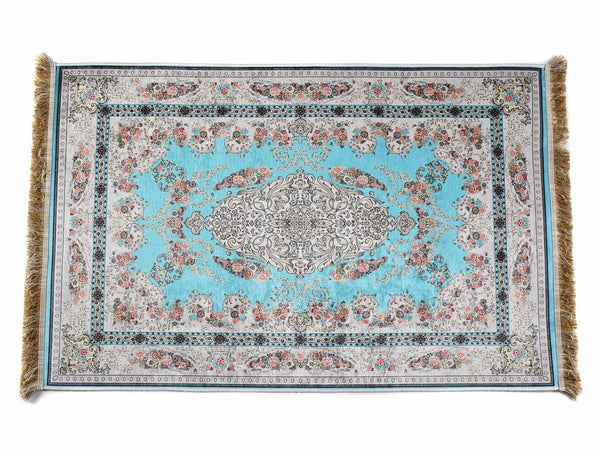 Prayer Rug Meditation Mat Grey Turquoise Design 1 Textile Sydney Grand Bazaar 