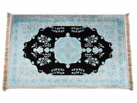 Prayer Rug Square Central Medallion Black Turquoise Textile Sydney Grand Bazaar 