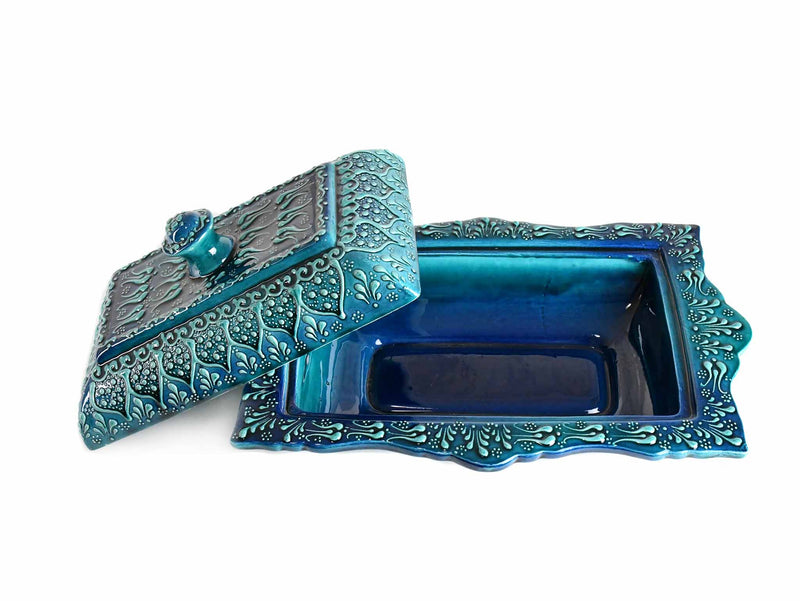 Rectangle Turkish Ceramic Serving Tray With Lid Firuze Collection Ceramic Sydney Grand Bazaar 