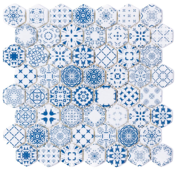 Retro Cloud Blue Hexagon Mosaic Tile Mosaic Tile Sydney Grand Bazaar 