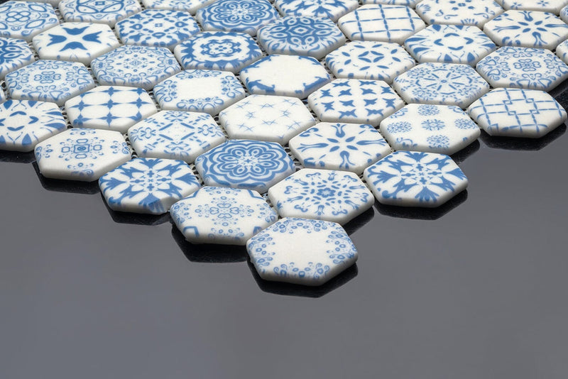Retro Cloud Blue Hexagon Mosaic Tile Mosaic Tile Sydney Grand Bazaar 
