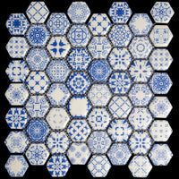 Retro Cloud Blue Hexagon Mosaic Tile Mosaic Tile Sydney Grand Bazaar 