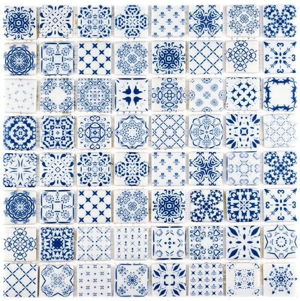 Retro Cloud Blue Mosaic Square Tile Mosaic Tile Sydney Grand Bazaar 