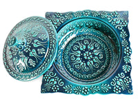 Square Turkish Ceramic Serving Tray With Lid Firuze Collection Ceramic Sydney Grand Bazaar 