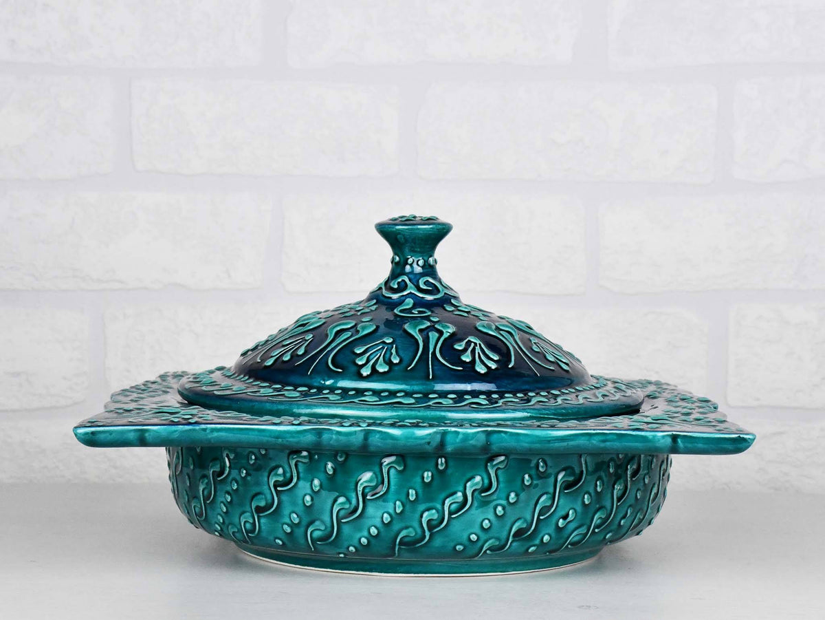 Square Turkish Ceramic Serving Tray With Lid Firuze Collection Ceramic Sydney Grand Bazaar 