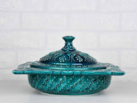 Square Turkish Ceramic Serving Tray With Lid Firuze Collection Ceramic Sydney Grand Bazaar 