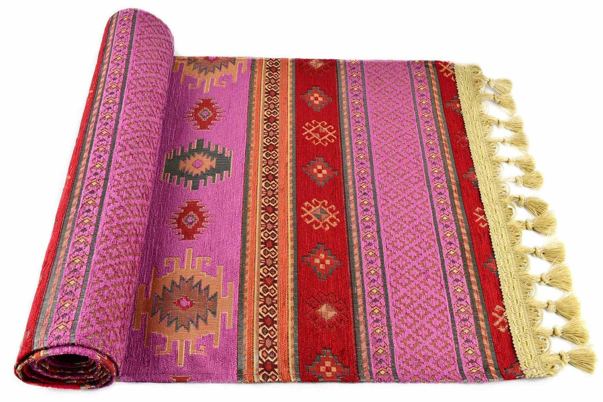 Table Runner Aztec Fuchsia Red Textile Sydney Grand Bazaar 