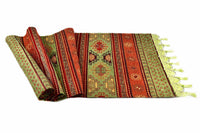 Table Runner Aztec Light Green Rusty Orange Textile Sydney Grand Bazaar 