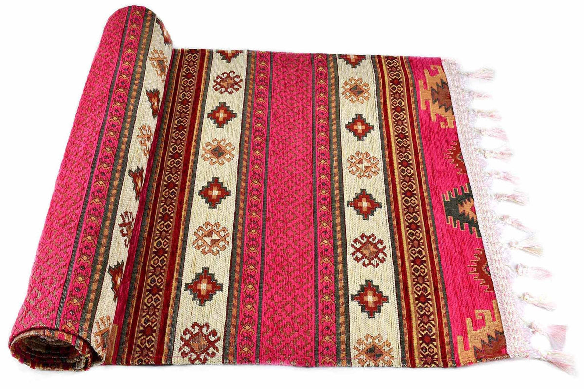 Table Runner Aztec Pink White Textile Sydney Grand Bazaar 