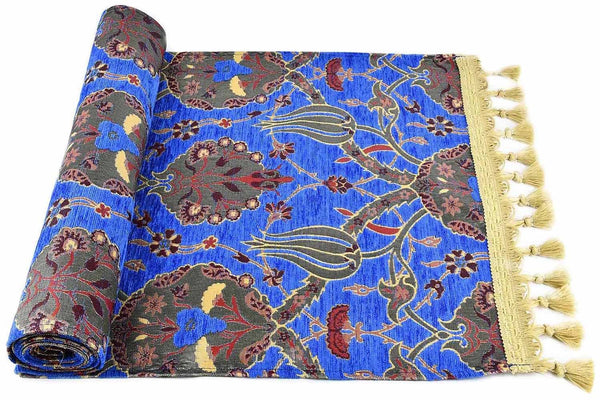 Table Runner Flower Bright Blue Textile Sydney Grand Bazaar 