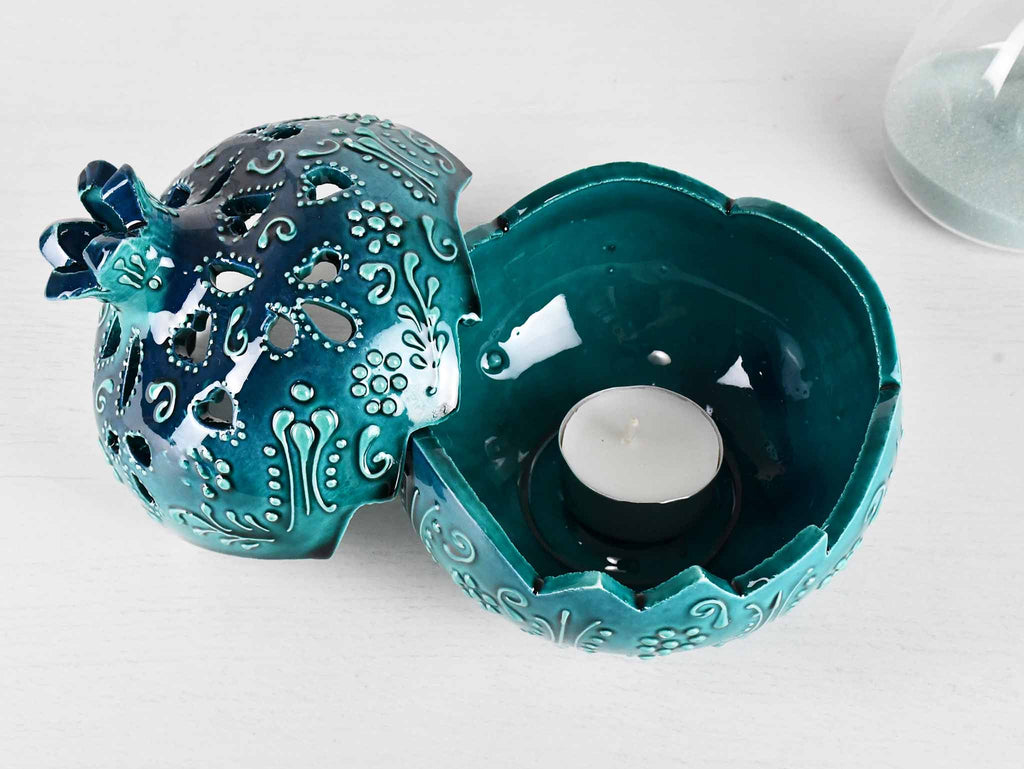 Turkish 2 Pieces Candle Holders Firuze Turquoise Green Ceramic Sydney Grand Bazaar 