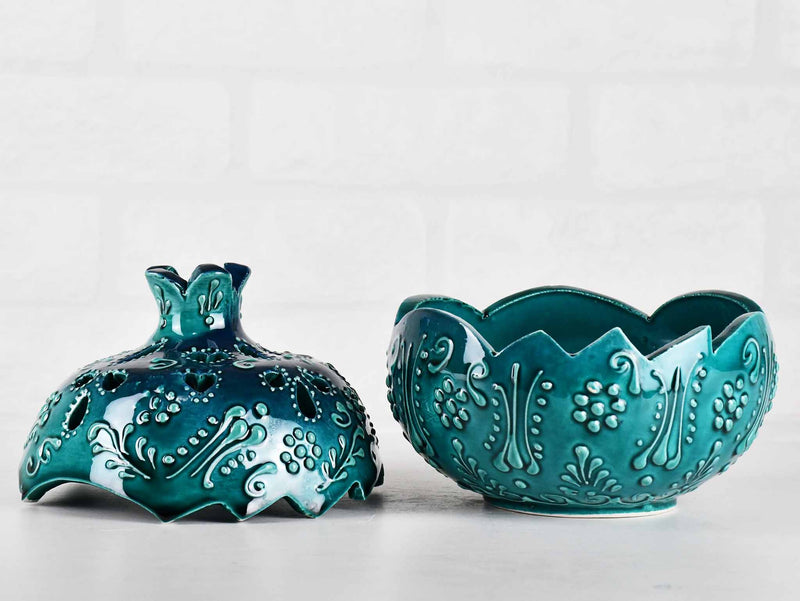 Turkish 2 Pieces Candle Holders Firuze Turquoise Green Ceramic Sydney Grand Bazaar 